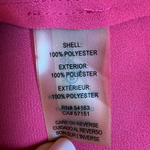 Calvin Klein fuchsia Blouse with Bell Sleeves and Mandarin Collar/size L - Picture 6 of 10